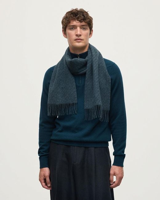 Johnstons Blue Lofty Twill Cashmere Scarf