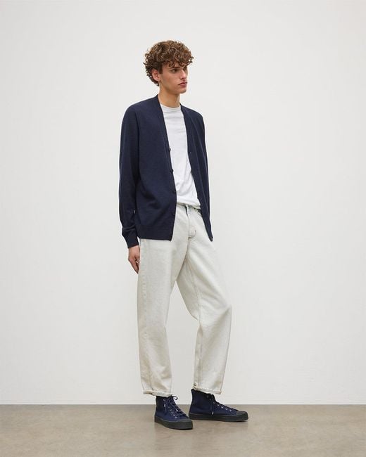 Johnstons White Rory Dark Classic Cashmere Cardigan for men