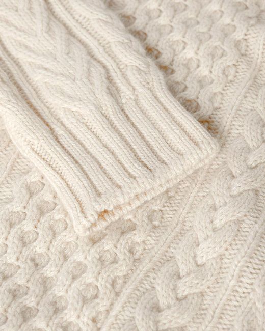Johnstons White Aran Cable Cashmere Jumper