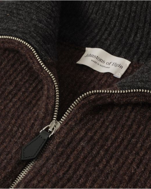 Johnstons Gray Chalmers & Charcoal Half Zip Lambswool Jumper