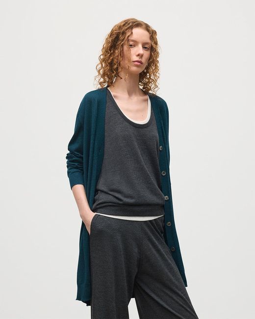 Johnstons Blue Elise Bottle Long Superfine Cashmere Cardigan