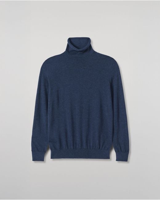 Johnstons Blue Beatrice Funnel Superfine Cashmere Jumper