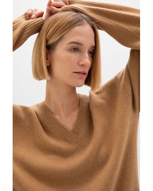 Johnstons Brown Relaxed Fit Gauzy Camel Cashmere Jumper