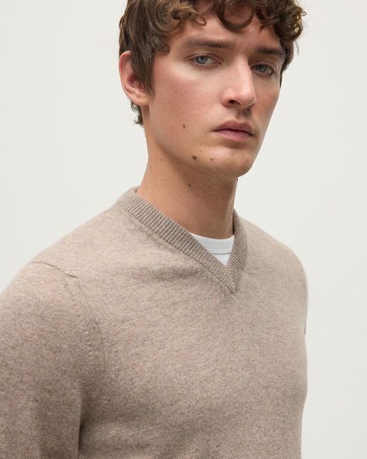 Johnstons Natural Cashmere V-Neck Jumper for men