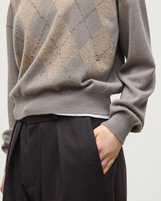 Johnstons White Clan Argyle Cashmere Jumper