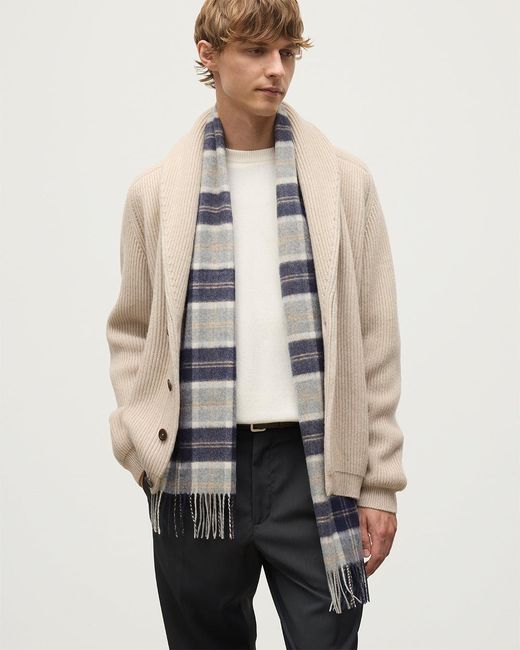 Johnstons White Bannockbane Tartan Cashmere Scarf