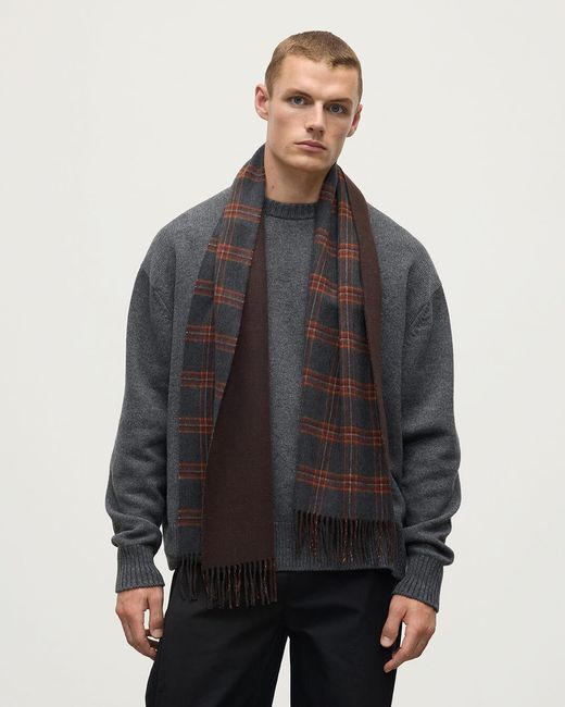 Johnstons Black Reversible Tartan Cashmere Scarf