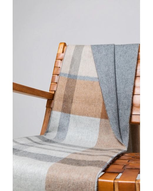 Johnstons Brown Reversible Cashmere Leven Check Throw