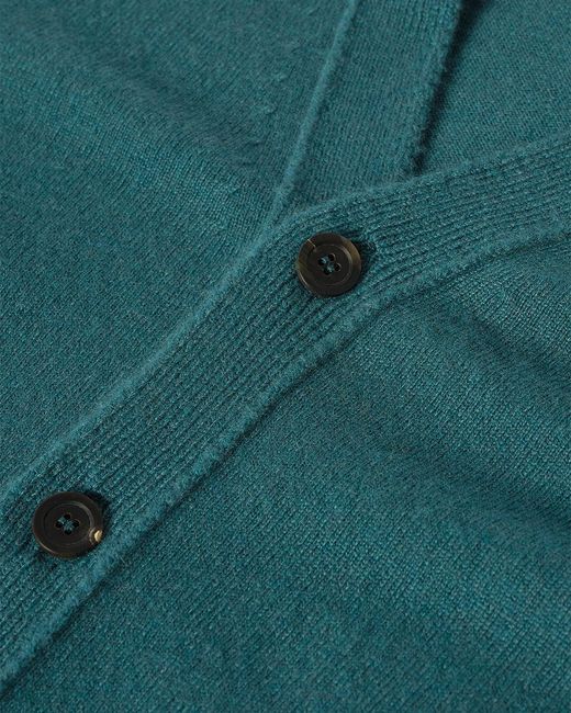 Johnstons Blue Rory Classic Cashmere Cardigan for men