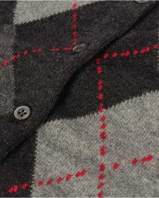 Johnstons Black Clan Charcoal Argyle Cashmere Cardigan