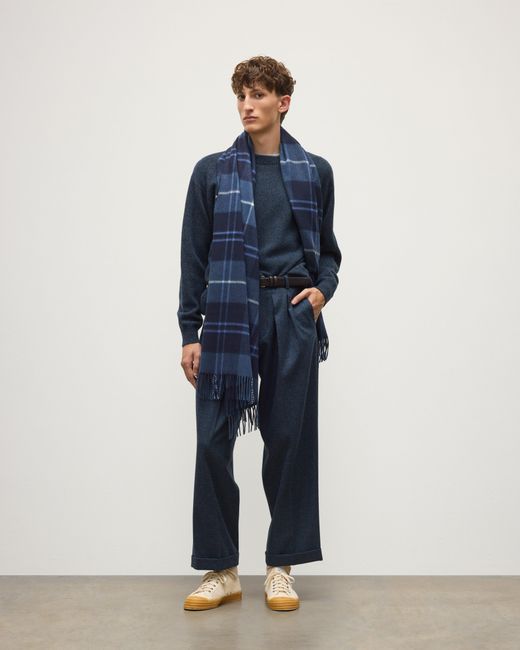 Johnstons Blue Fife Modern Tartan Cashmere Stole