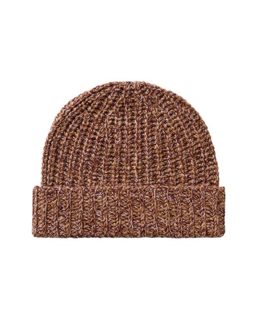 Johnstons Brown Half Cardigan Stich Cashmere Beanie