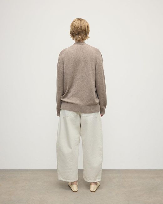 Johnstons White Boyfriend-Fit Cashmere Cardigan