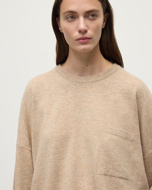 Johnstons White Gauzy Pocket Cashmere Jumper