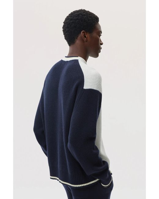 Johnstons Gray Colour Block Relaxed Cashmere Jumper for men