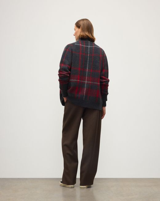 Johnstons Red Mach Brushed Cashmere-Silk Cardigan