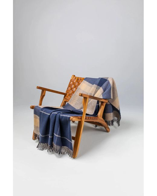 Johnstons Blue Double Face Lambswool Throw