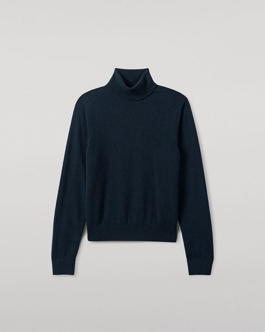 Johnstons Blue Classic Cashmere Bottle Roll Neck Jumper