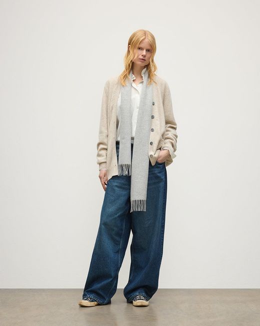 Johnstons Blue Wild Thistle Intarsia Cashmere Cardigan