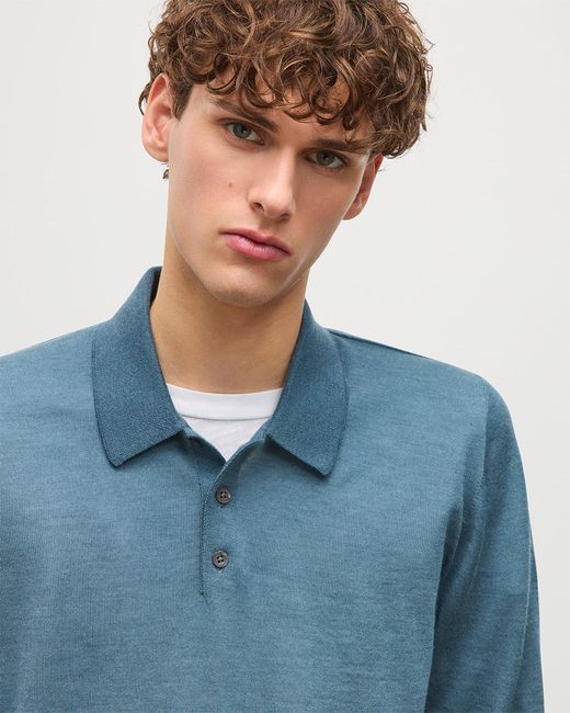 Johnstons Blue Fin Superfine Cashmere Polo Shirt for men