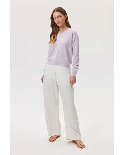 Johnstons Purple Cashmere V Neck Light Jumper