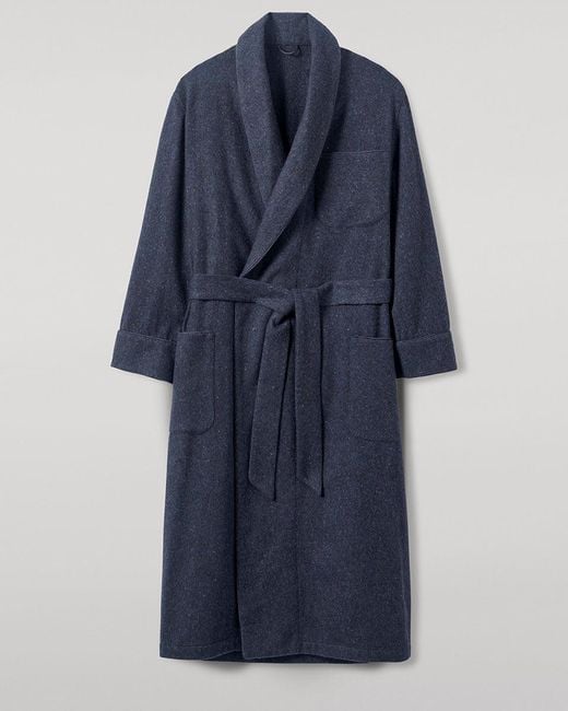 Johnstons Blue Donegal Cashmere Dressing Gown Donegal for men