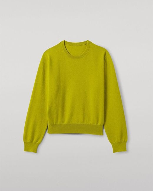 Johnstons Yellow Lunan Classic Crew Jumper