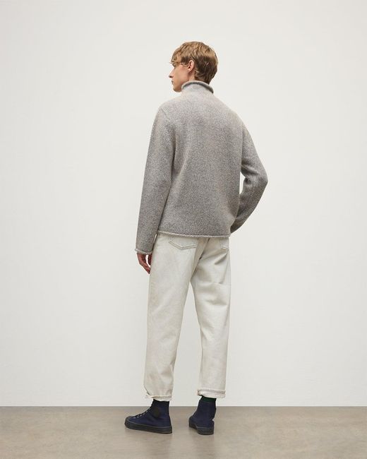 Johnstons White Kester Marl Cashmere Funnel Neck Jumper for men