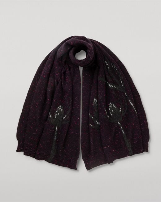 Johnstons Blue Wild Thistle Intarsia Cashmere Wrap