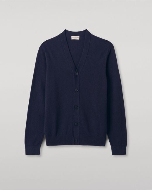 Johnstons White Rory Dark Classic Cashmere Cardigan for men