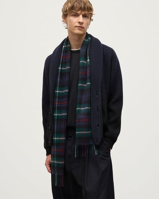 Johnstons Blue Pioneer To Shawl Collar Cashmere Cardigan for men