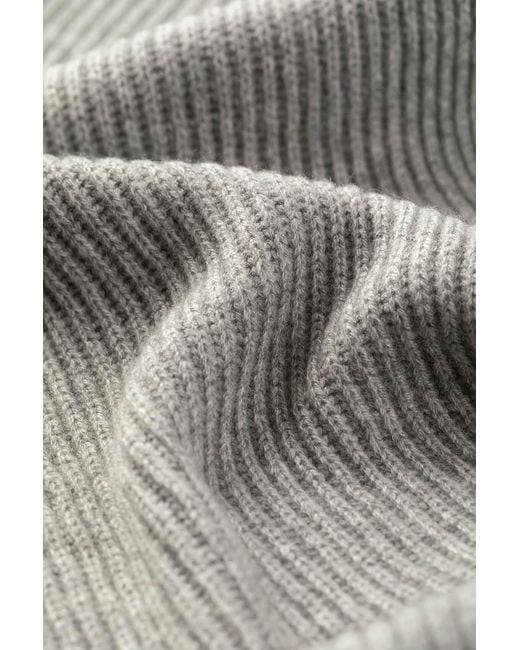 Johnstons Gray Light Cashmere Ribbed Scarf