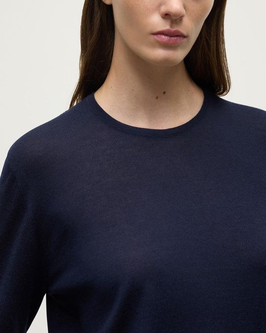 Johnstons Blue Superfine Cashmere Dark Jumper