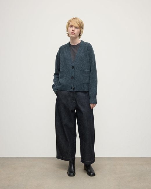 Johnstons Blue Donegal Cashmere V Neck Cardigan