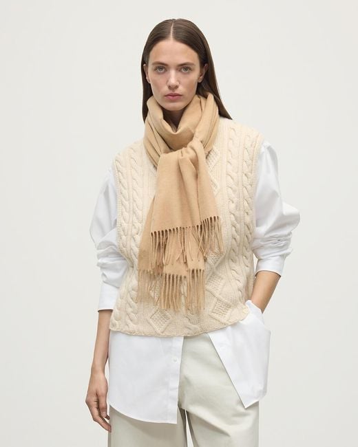 Johnstons Natural Wide Camel Cashmere Scarf