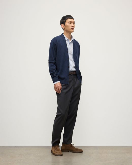 Johnstons Blue Rory Classic Cashmere Cardigan for men