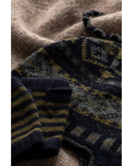 Johnstons Black Stripy Children's Cashmere Wristwarmers