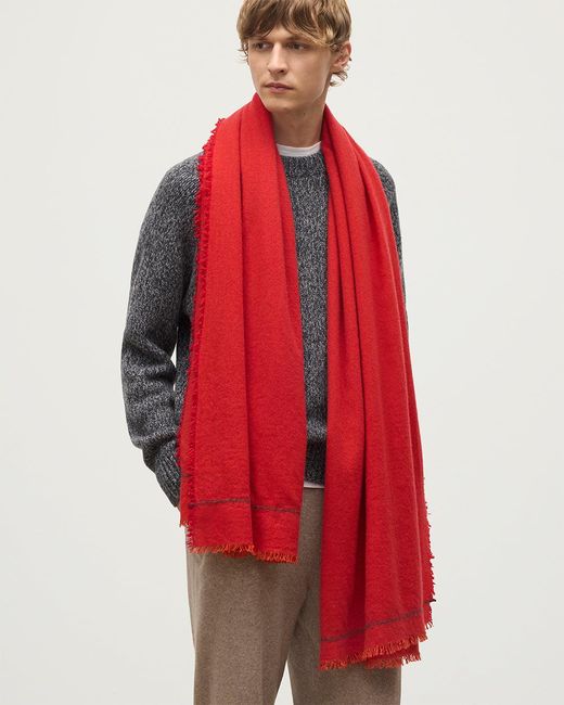 Johnstons Red Usan Cashmere Scarf