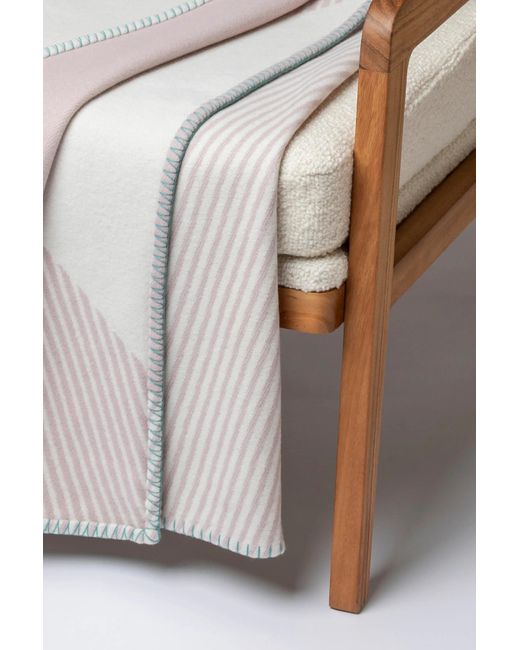 Johnstons Blue Blanket Stitched Geometric Throw