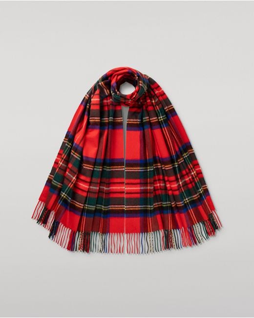 Johnstons Red Royal Stewart Tartan Cashmere Stole