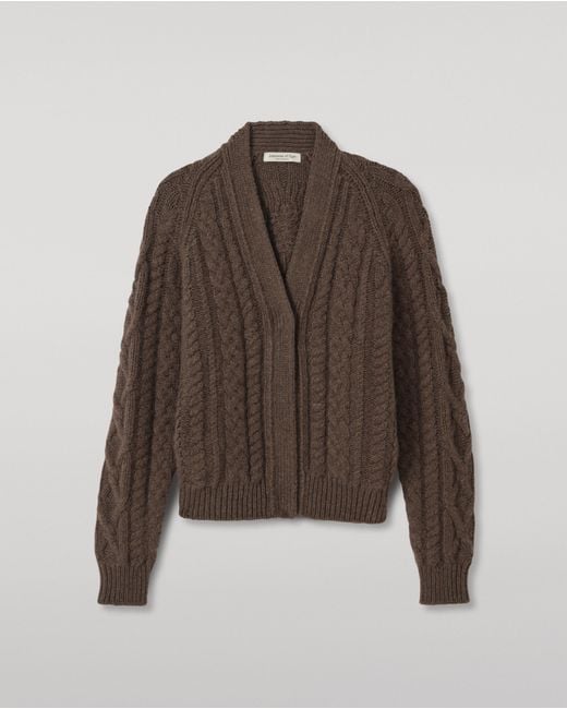 Johnstons Brown Mabel Aran Cable Cardigan