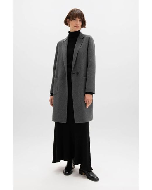 Johnstons Black Classic Mid Cashmere Coat