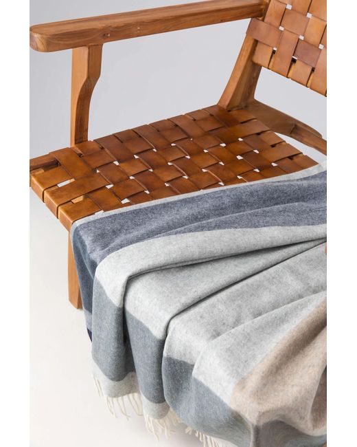 Johnstons Gray Block Border Wool Throw