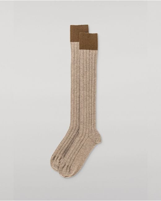 Johnstons White Ainsley Long Cashmere Socks