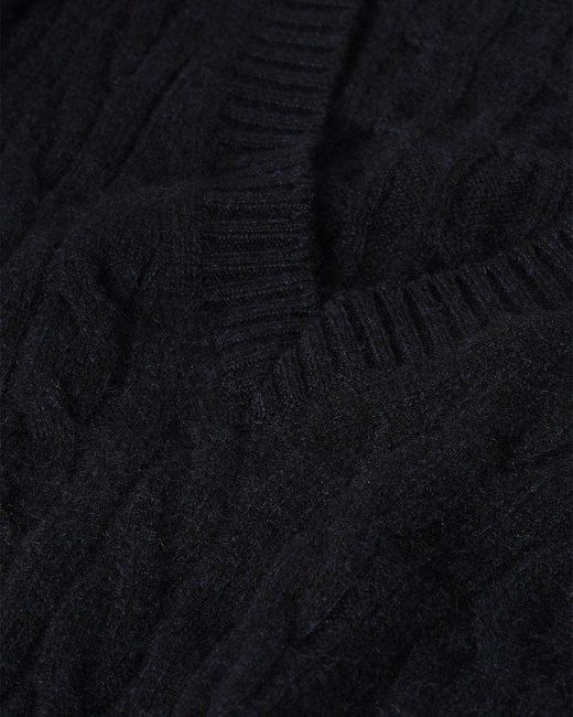 Johnstons Blue Kylesku Deep V Dark Cashmere Jumper