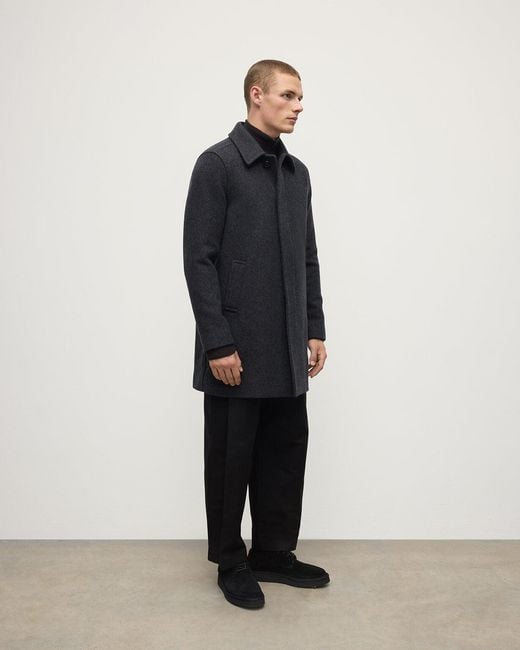 Johnstons Blue Wool Car Coat for men
