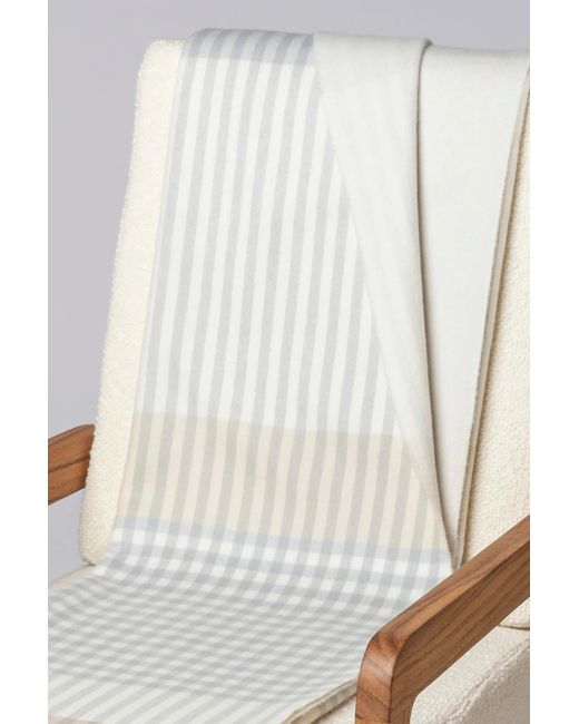 Johnstons White Check Reversible Heron Cashmere Throw