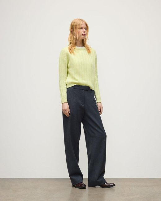 Johnstons Yellow Lecht Cashmere Crew Jumper