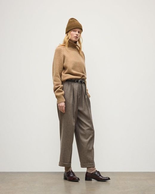 Johnstons White Mellis Camel Marble Cashmere & Cotton Jumper