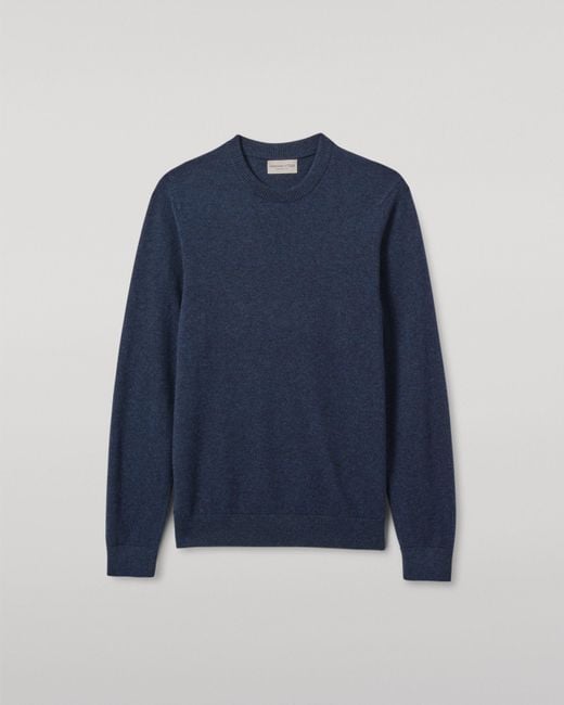 Johnstons Blue Rory Classic Cashmere Crew Jumper for men
